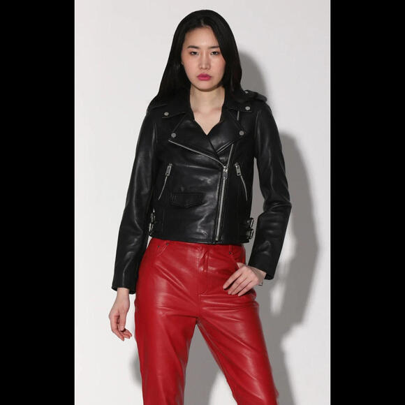 NEW, Walter Baker Liz Jacket in Black Leather SZ M #SJ1131